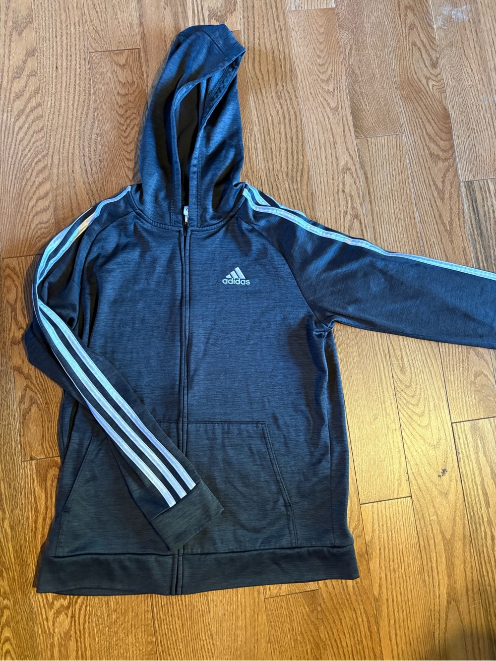 adidas Kids Hooded Zip Jacket with White Stripes